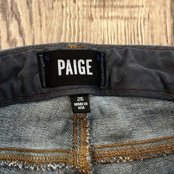 Paige Miki Straight Leg Keiran Destructed Distressed Dark Wash Jeans | Size 25 - Picture 3 of 7